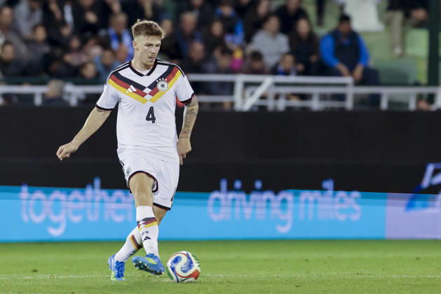 Finn Jeltsch (Germany) kontrolliert den Ball, UEFA U21, U 21 EURO 2027 Qualifier, Greece v Germany, Apostolos-Nikolaidis-Stadion am 31. March 2026 in Athens, Grichenland. (Foto von Marco Steinbrenner DeFodi Images) Finn Jeltsch (Germany) controls the ball, UEFA U21 EURO 2027 Qualifier, Greece v Germany, Apostolos-Nikolaidis-Stadium, March 31, 2026 in Athens, Greece. (Photo by Marco Steinbrenner DeFodi Images) -