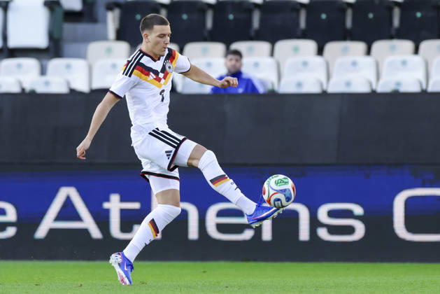 Said El Mala (Germany) kontrolliert den Ball, UEFA U21, U 21 EURO 2027 Qualifier, Greece v Germany, Apostolos-Nikolaidis-Stadion am 31. March 2026 in Athens, Grichenland. (Foto von Marco Steinbrenner DeFodi Images) Said El Mala (Germany) controls the ball, UEFA U21 EURO 2027 Qualifier, Greece v Germany, Apostolos-Nikolaidis-Stadium, March 31, 2026 in Athens, Greece. (Photo by Marco Steinbrenner DeFodi Images) -