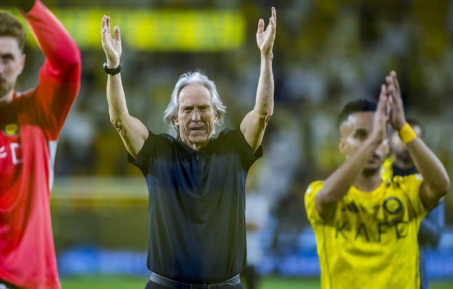 Saudi-Arabien: Fussball Saudi Pro League 2025 2026, 27. Spieltag - Al Nassr FC vs Al Najma - Al-Awwal Park (Saudi Arabien): Freude, Emotionen, Jubel Jorge Jesus (Trainer Al Nassr FC) Copyright: xRAYANxALYAHYAx