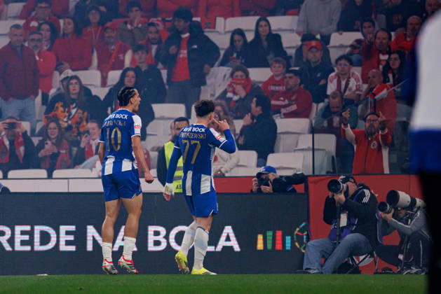 Oskar Pietuszewski seen celebrating after scoring goal during Liga Portugal game between teams of SL Benfica and FC Porto at Estadio Da Luz (Maciej Rogowski Ball Raw Images PT) Lisbon Estadio Da Luz Portugal Copyright: xMaciejxRogowskix maciejrogowski_slbenfica_fcporto_2526-215
