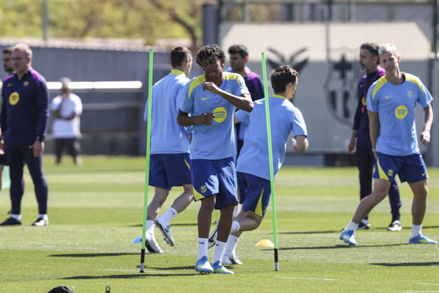 April 7, 2026, Sant Joan Despi, Barcelona, SPAIN: Lamine Yamal during the training day of FC Barcelona, Barca ahead UEFA Champions League 2025 26, Quarter-finals First Leg, football match against Atletico de Madrid at Ciutat Esportiva Joan Gamper on April 07, 2026 in Sant Joan Despi, Barcelona, Spain. Sant Joan Despi SPAIN - ZUMAa181 20260407_zaa_a181_008 Copyright: xJavierxBorregox