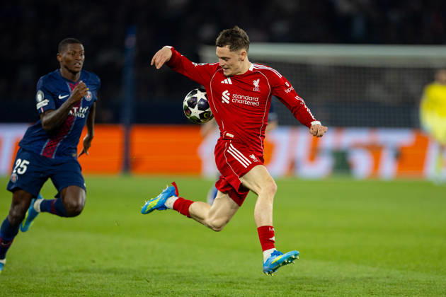 Football - UEFA Champions League - Quarter-Final - 1st Leg - Paris Saint-Germain FC v Liverpool FC PARIS, FRANCE - Wednesday, April 8, 2026: Liverpool s Florian Wirtz during the UEFA Champions League Quarter-Final 1st Leg match between Paris Saint-Germain FC and Liverpool FC at the Parc des Princes. (Photo by David Rawcliffe Propaganda) PARIS Parc des Princes ÃŽLE-DE-FRANCE FRANCE  Copyright: xDavidxRawcliffex P2026-04-08-PSG_Liverpool-81