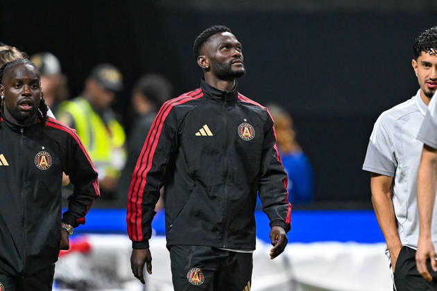 ATLANTA, GA - APRIL 04: Emmanuel Latte Lath 9 of Atlanta reacts prior to the start of the MLS, Fussball Herren, USA match between Columbus Crew and Atlanta United FC on April 4th, 2026 at Mercedes-Benz Stadium in Atlanta, GA.(Photo by Rich von Biberstein Icon Sportswire) SOCCER: APR 04 MLS Atlanta United vs Columbus Crew EDITORIAL USE ONLY Icon260404065
