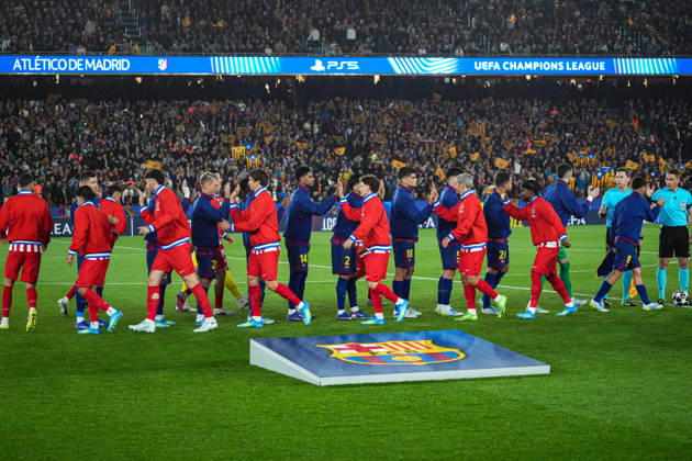 ESP: FC Barcelona, Barca - Atletico de Madrid. UEFA Champions League. Quarter-Finals, first leg. FC Barcelona players and Atletico de Madrid players during UEFA Champions League match, Quarter-Finals, first leg, between FC Barcelona and Atletico de Madrid played at Spotify Camp Nou Stadium on April 8, 2026 in Barcelona, Spain. kpng Copyright: xSergioxRuizx xPRESSINPHOTOx PS_260408_BAR_ATL_CH_2526_394