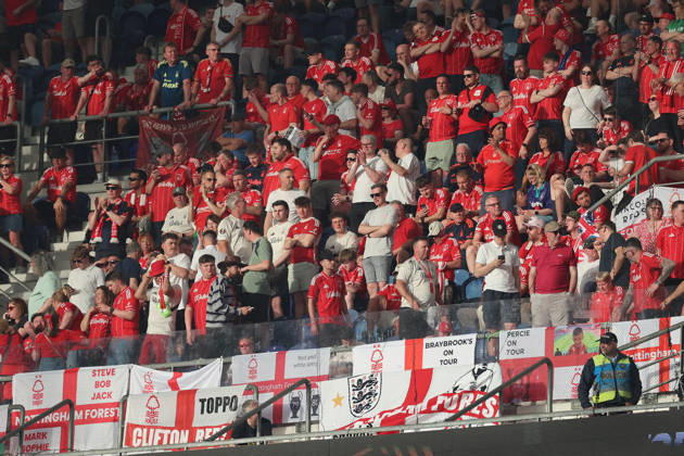POR: Porto v Nottingham Forest, Europa League, 9 April 2026 Fans of Forest before the UEFA Europe League,Quartet finals 1st leg between Porto FC and Nottingham Forest FC at Stadium of Dragao on April 9,2026 in Porto (Portugal) (Photo by Luis de la Mata SportPix Sipa USA) Porto As Antas Porto Portugal Copyright: xLuisxdexlaxMatax xsportPix.org.ux