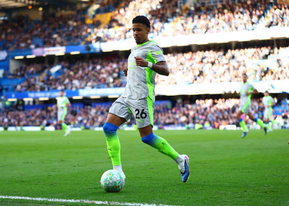 12th April 2026; Stamford Bridge, Chelsea, London, England: Premier League Football, Chelsea versus Manchester City; Savinho of Manchester City on the ball JPxFletcher