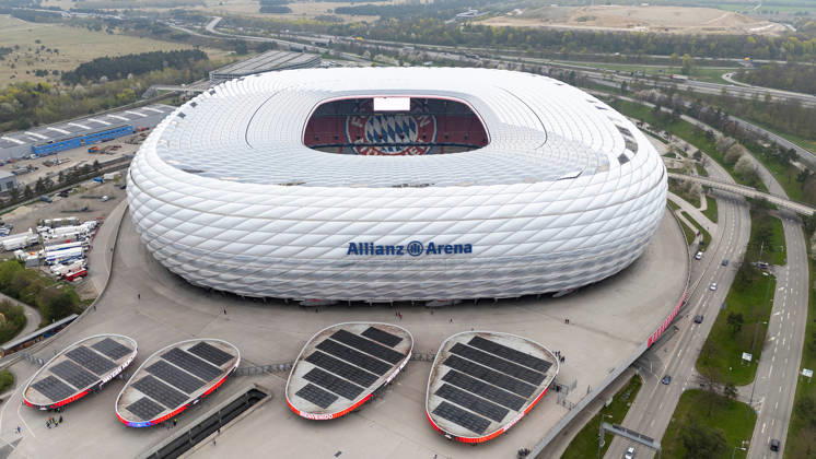 Bayern Munich v Real Madrid, UEFA Champions League General aerial stadium view outside the Allianz Arena before the Bayern Munich v Real Madrid UEFA Quarter-Final 2nd-Leg Champions League match at Allianz Arena, Munich, Germany on 15 April 2026 Credit: Ian Stephen Every Second Media Editorial use only. All images are copyright Every Second Media Limited. No images may be reproduced without prior permission. Copyright: xIMAGO EveryxSecondxMediax ESM-1914-0001 IanxStephenx xEveryxSecondxMediax