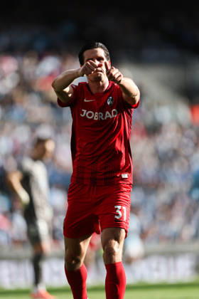 Real Club Celta v SC Freiburg - UEFA Europa League 2025 26 Quarter-Final Second Leg Igor Matanovic of SC Freiburg celebrates a goal during the UEFA Europa League 2025 26 Quarter-Final Leg Two match between Real Club Celta and SC Freiburg at Estadio Balaidos in Vigo, Spain, on April 16, 2026. vigo Vigo Spain Copyright: xLuisxEirasx originalFilename:eiras-uefaeuro260416_npPoQ