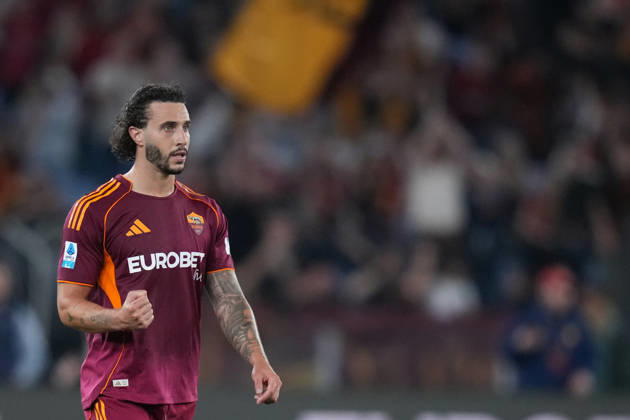 Roma™s Mario Hermoso celebrates after scoring during the Serie A EniLive soccer match between Roma and Atalanta at the Rome s Olympic stadium, Italy - Saturday April 18, 2026 - Soccer ( Photo by Alfredo Falcone LaPresse ) Copyright: xAlfredoxFalcone LaPressex