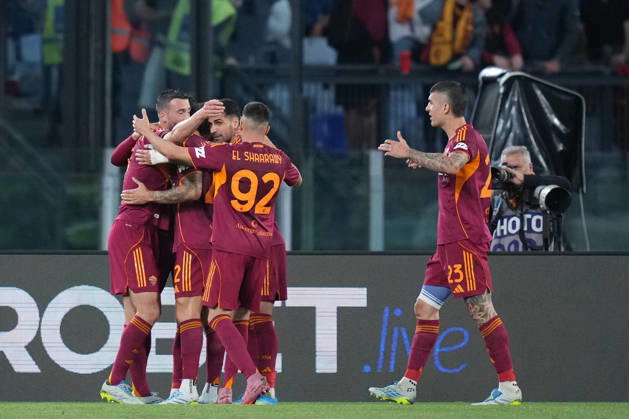 Roma™s Mario Hermoso celebrates after scoring during the Serie A EniLive soccer match between Roma and Atalanta at the Rome s Olympic stadium, Italy - Saturday April 18, 2026 - Soccer ( Photo by Alfredo Falcone LaPresse ) Copyright: xAlfredoxFalcone LaPressex
