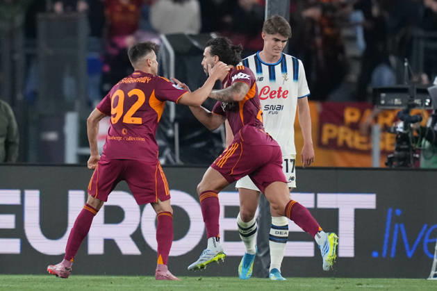 Roma™s Mario Hermoso celebrates after scoring during the Serie A EniLive soccer match between Roma and Atalanta at the Rome s Olympic stadium, Italy - Saturday April 18, 2026 - Soccer ( Photo by Alfredo Falcone LaPresse ) Copyright: xAlfredoxFalcone LaPressex