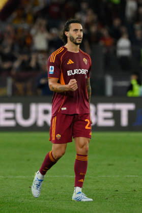 Romaâ??s Mario Hermoso celebrates after scoring the goal 1-1 during the Italian Football Championship League A Enilive 2025 2026 match between AS Roma vs Atalanta BC at the Olimpic Stadium in Rome on 18 April 2026. Copyright: xFabrizioxCorradetti IPAxSportx xipa-agency.netx xx IPA_74064316 IPA_Agency_IPA74064316
