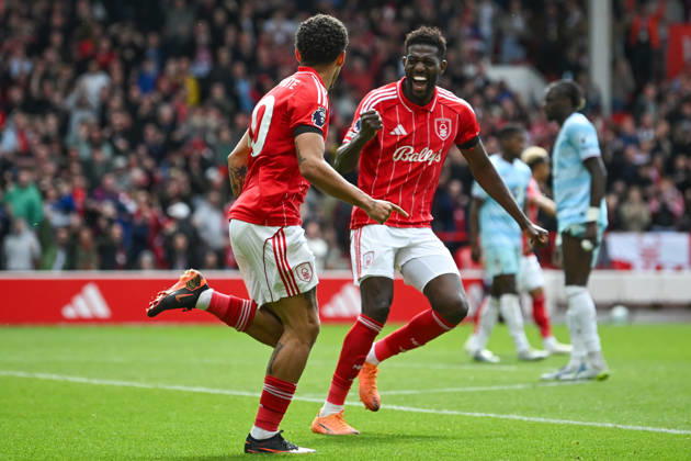Nottingham, England, 19th April 2026. Morgan Gibbs-White of Nottingham Forest celebrates scoring an equalising goal for his team to make it 1-1 during the Nottingham Forest vs Burnley Premier League match at the City Ground, Nottingham. Picture credit should read: Harriet Massey Sportimage EDITORIAL USE ONLY. No use with unauthorised audio, video, data, fixture lists, club league logos or live services. Online in-match use limited to 120 images, no video emulation. No use in betting, games or single club league player publications. SPI_073_FOREST_V_BURNLEY SPI-4702-0068
