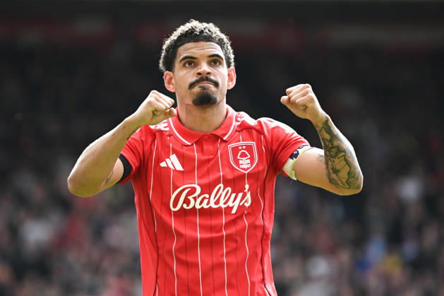 Nottingham, England, 19th April 2026. Morgan Gibbs-White of Nottingham Forest celebrates scoring during the Nottingham Forest vs Burnley Premier League match at the City Ground, Nottingham. Picture credit should read: Harriet Massey Sportimage EDITORIAL USE ONLY. No use with unauthorised audio, video, data, fixture lists, club league logos or live services. Online in-match use limited to 120 images, no video emulation. No use in betting, games or single club league player publications. SPI_149_FOREST_V_BURNLEY SPI-4702-0139