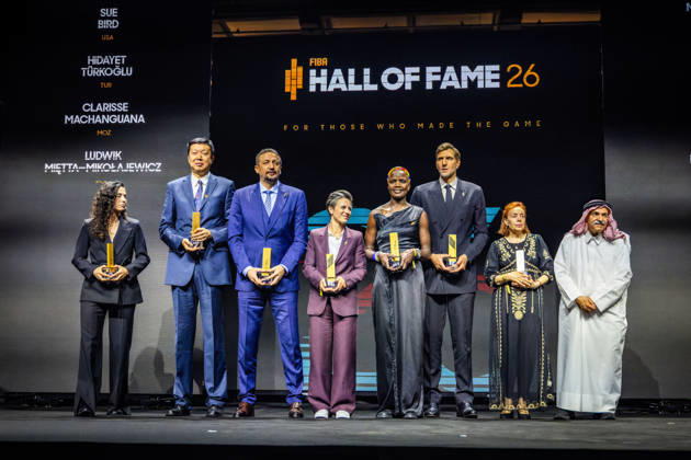 Basketball Berlin 21.04.2026 Draw FIBA Women™s Basketball Wold Cup Auslosung FIBA Weltmeisterschaften der Frauen FIBA Hall Of Fame Introduction 2026 Sue Bird Wang Zhizhi Hidayet Türkoglu Celine Dumerc Clarisse Machanguana Dirk Nowitzki Wilma Demierre, Enkelin von Ismenia Pauchard Sheikh Saud Ali Al Thani, FIBA International Basketball Federation President