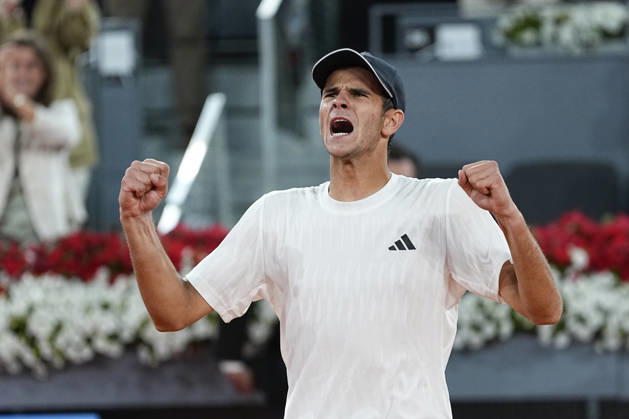April 26, 2026, Madrid, Madrid, Spain: Rafael Jodar of Spain reacts after winning against Joao Fonseca of Brazil during the Mutua Madrid Open 2026, ATP, Tennis Herren Masters 1000 and WTA, Tennis Damen 1000, at La Caja Magica on April 26, 2026 in Madrid, Spain. Mutua Madrid Open 2026 - Day 7 - ZUMAa181 20260426_zaa_a181_790 Copyright: xOscarxJ.xBarrosox