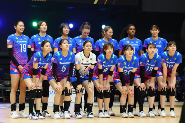 SAGASaga Hisamitsu Springs team group, Mannschaftsbild, Totale line-up, APRIL 26, 2026 - Volleyball : 2025-26 SV.LEAGUE Women Championship Final match between Saga Hisamitsu Springs - Osaka Marvelous at Yokohama BUNTAI, Kanagawa, Japan. Noxthirdxpartyxsales aflo_328340191