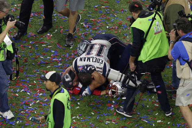 February 05, 2017 New England Patriots wide receiver Julian Edelman (11) and New England Patriots wide receiver Danny Amendola (80) celebrates after Super Bowl LI between the New England Patriots and the Atlanta Falcons at NRG Stadium in Houston, Texas. Charles Baus CSM Copyright: xCharlesxBausx
