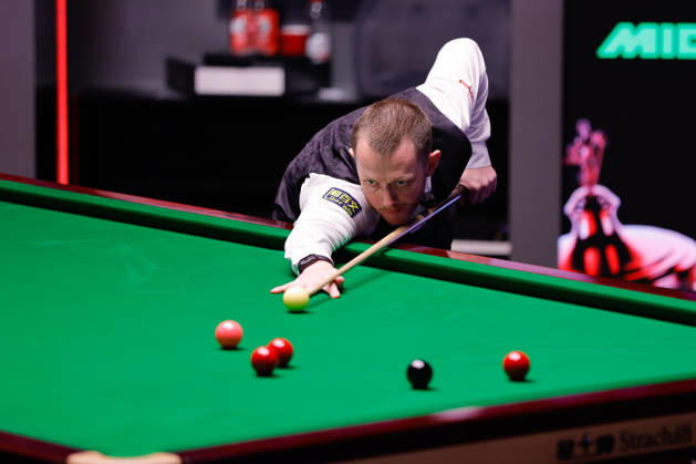 SHEFFIELD, ENGLAND - MAY 01: Mark Allen of Northern Ireland plays a shot in the Semifinal match against Wu Yize of China on day 14 of Halo World Championship, WM, Weltmeisterschaft 2026 at Crucible Theatre on May 1, 2026 in Sheffield, England. Copyright: xTaixChengzhex 111638610196