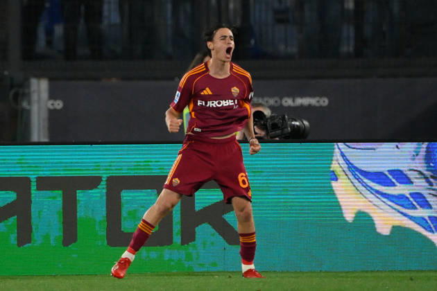 Romaâ??s Niccolo Pisilli celebrates after scoring the goal 4-0 during the Italian Football Championship League A Enilive 2025 2026 match between AS Roma vs ACF Fiorentina at the Olimpic Stadium in Rome on 05 May 2026.  Copyright: xFabrizioxCorradetti IPAxSportx xipa-agency.netx xx IPA_74439081 IPA_Agency_IPA74439081