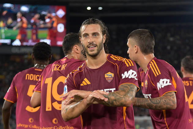 Romaâ??s Mario Hermoso celebrates after scoring the goal 3-0 during the Italian Football Championship League A Enilive 2025 2026 match between AS Roma vs ACF Fiorentina at the Olimpic Stadium in Rome on 05 May 2026. Copyright: xFabrizioxCorradetti IPAxSportx xipa-agency.netx xx IPA_74446918 IPA_Agency_IPA74446918