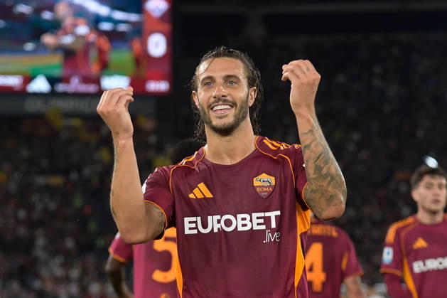 Romaâ??s Mario Hermoso celebrates after scoring the goal 3-0 during the Italian Football Championship League A Enilive 2025 2026 match between AS Roma vs ACF Fiorentina at the Olimpic Stadium in Rome on 05 May 2026. Copyright: xFabrizioxCorradetti IPAxSportx xipa-agency.netx xx IPA_74446920 IPA_Agency_IPA74446920