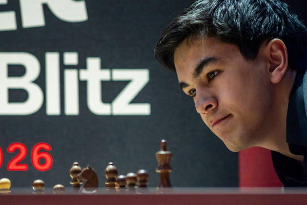 Grand Chess Tour Super Rapid & Blitz Poland 2026 Javokhir Sindarov during the first day of the Grand Chess Tour Super Rapid & Blitz Poland 2026 chess tournament in Warsaw,Poland in Warsaw,Poland on May 5, 2026 NO SALES POLAND Warsaw Poland  Copyright: xAndrzejxIwanczukx originalFilename:iwanczuk-grandche260505_npK0u.jpg