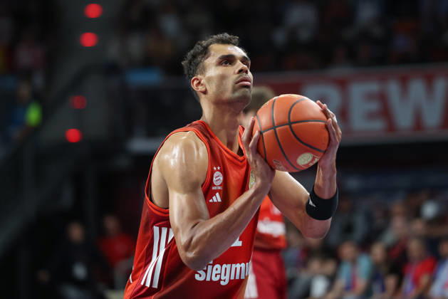Oscar da Silva (FC Bayern Basketball, 01) beim Freiwurf, GER, FC Bayern Basketball vs. EWE Baskets Oldenburg, Basketball, easycredit Basketball Bundesliga, 34. Spieltag, Saison 2025 2026, 10.05.2026, GER, FC Bayern Basketball vs. EWE Baskets Oldenburg, Basketball, easycredit Basketball Bundesliga, 34. Spieltag, Saison 2025 2026, 10.05.2026 Muenchen Copyright: xEibner-Pressefoto JennixMaulx EP_JML