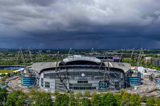 Premier League: Manchester City v Crystal Palace Rain clouds hover over the The Etihad Stadium during the Premier League match Manchester City vs Crystal Palace at Etihad Stadium, Manchester, United Kingdom on 13 May 2026 (Photo by Mark Cosgrove News Images) Manchester Etihad Stadium Greater Manchester United, ManU Kingdom Copyright: xMarkxCosgrove NewsxImagesx