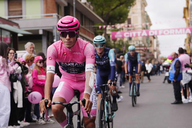 Portugal™s Afonso Oliveira Eulalio of Bahrain Victorious pink jersey during Stage 7 of the Giro d™Italia from Formia to Blockhaus, Italy. Friday May 15, 2026. Copyright: xMassimoxPaolonex xLaPressex