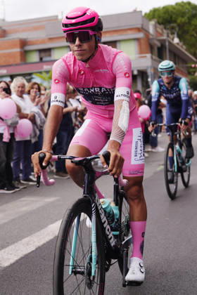 Portugal™s Afonso Oliveira Eulalio of Bahrain Victorious pink jersey during Stage 7 of the Giro d™Italia from Formia to Blockhaus, Italy. Friday May 15, 2026. Copyright: xMassimoxPaolonex xLaPressex