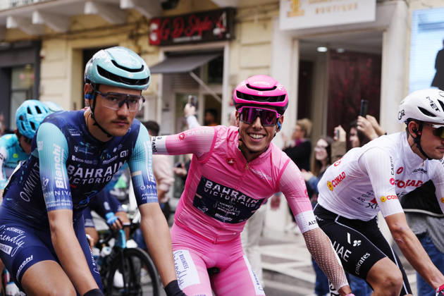 Portugal™s Afonso Oliveira Eulalio of Bahrain Victorious pink jersey during Stage 7 of the Giro d™Italia from Formia to Blockhaus, Italy. Friday May 15, 2026. Copyright: xFabioxFerrarix xLaPressex