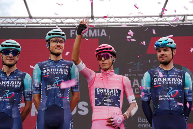 Portugal™s Afonso Oliveira Eulalio of Bahrain Victorious pink jersey during Stage 7 of the Giro d™Italia from Formia to Blockhaus, Italy. Friday May 15, 2026. Copyright: xMassimoxPaolonex xLaPressex