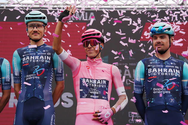 Portugal™s Afonso Oliveira Eulalio of Bahrain Victorious pink jersey during Stage 7 of the Giro d™Italia from Formia to Blockhaus, Italy. Friday May 15, 2026. Copyright: xMassimoxPaolonex xLaPressex