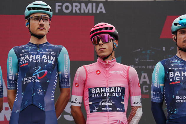 Portugal™s Afonso Oliveira Eulalio of Bahrain Victorious pink jersey during Stage 7 of the Giro d™Italia from Formia to Blockhaus, Italy. Friday May 15, 2026. Copyright: xMassimoxPaolonex xLaPressex