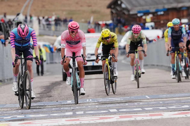 Portugal™s Afonso Oliveira Eulalio of Bahrain Victorious pink jersey during Stage 7 of the Giro d™Italia, from Formia to Blockhaus, Italy, Friday, May 15, 2026.  Copyright: xGianxMattiaxD™Alberto LaPressex
