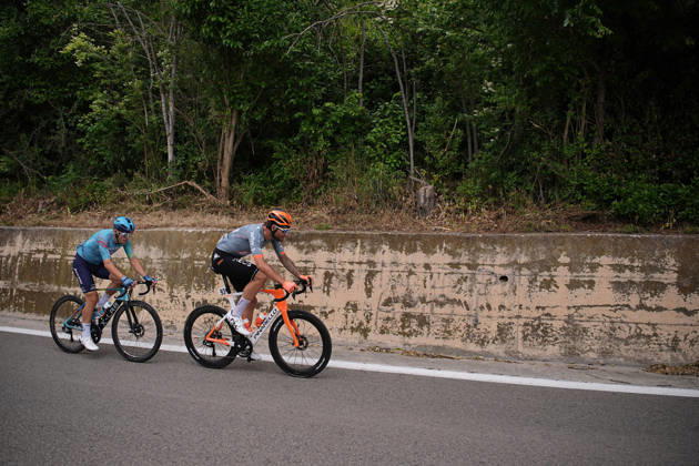 Italy™s Alberto Bettiol of XDS Astana Team, Italy™s Filippo Ganna of Netcompany Ineos runaway during Stage 8 of the Giro d™Italia, from Chieti to Fermo, Italy, Saturday, May 16, 2026. Copyright: xMarcoxAlpozzi LaPressex