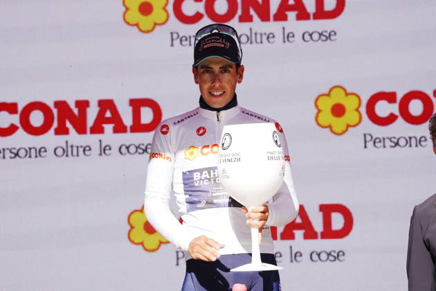 Portugal™s Afonso Oliveira Eulalio of Bahrain Victorious white jersey during Stage 8 of the Giro d™Italia, from Chieti to Fermo, Italy, Saturday, May 16, 2026. Copyright: xGianmattiaxD Alberto LaPressex