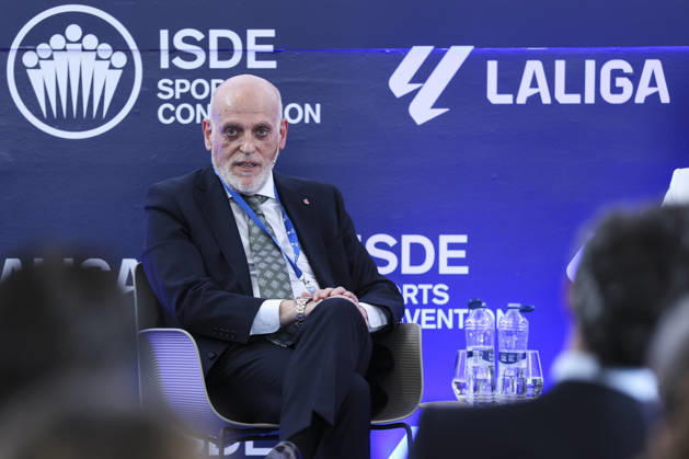 May 21, 2026, Madrid, Madrid, Spain: Javier Tebas, president of LaLiga, participates in a discussion on â€oeTechnology, Piracy, and Artificial Intelligence in Sports†during the ISDE Sports Convention at the Official College of Architects of Madrid on May 21, 2026, in Madrid, Spain. Madrid Spain - ZUMAa181 20260521_zaa_a181_008 Copyright: xIrinaxR.xHipolitox