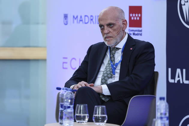 May 21, 2026, Madrid, Madrid, Spain: Javier Tebas, president of LaLiga, participates in a discussion on â€oeTechnology, Piracy, and Artificial Intelligence in Sports†during the ISDE Sports Convention at the Official College of Architects of Madrid on May 21, 2026, in Madrid, Spain. Madrid Spain - ZUMAa181 20260521_zaa_a181_009 Copyright: xIrinaxR.xHipolitox