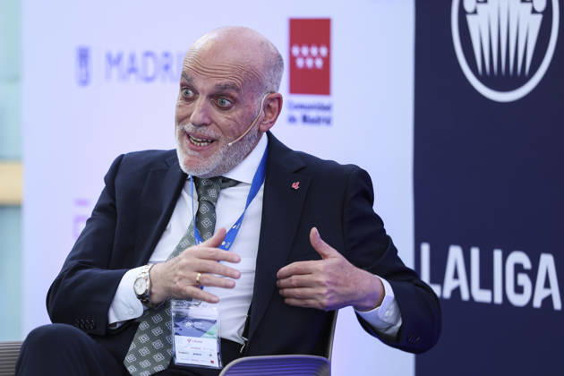 May 21, 2026, Madrid, Madrid, Spain: Javier Tebas, president of LaLiga, participates in a discussion on â€oeTechnology, Piracy, and Artificial Intelligence in Sports†during the ISDE Sports Convention at the Official College of Architects of Madrid on May 21, 2026, in Madrid, Spain. Madrid Spain - ZUMAa181 20260521_zaa_a181_010 Copyright: xIrinaxR.xHipolitox