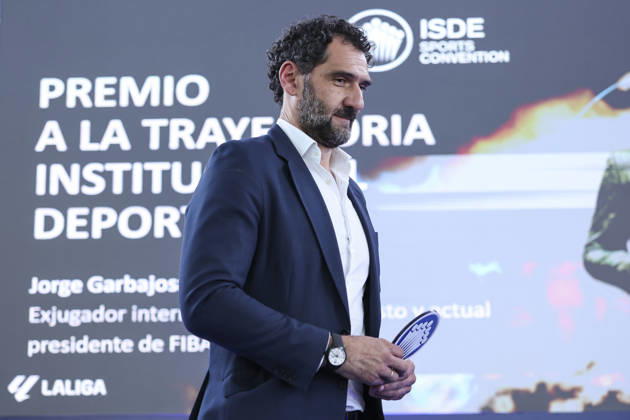 May 21, 2026, Madrid, Madrid, Spain: Jorge Garbajosa, basketball executive and former player, received the Institutional Lifetime Achievement Award during the 2026 ISC Awards Ceremony, which took place.during the ISDE Sports Convention at the Official College of Architects of Madrid on May 21, 2026, in Madrid, Spain. ISDE Sports Convention - ISC Awards Ceremony - ZUMAa181 20260521_zaa_a181_030 Copyright: xIrinaxR.xHipolitox