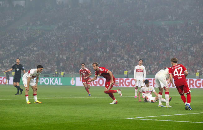Fußball, Herren, Saison 2025 2026, 83. DFB-Pokal-Finale, FC Bayern München - VfB Stuttgart (3:0), Harry Kane (Bayern München), Jubel nach Tor zum 2:0, 23.05. 2026, Copyright: xMatthiasxKochx