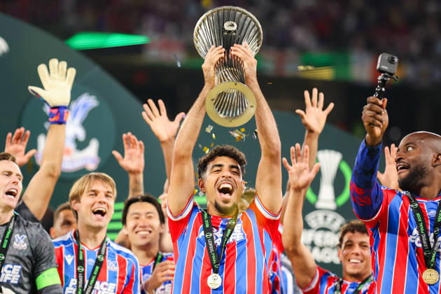 UEFA Conference League final: Crystal Palace FC Vs Rayo Vallecano Team of Crystal Palace celebrate a win with trophy during the UEFA Conference League Final 2026 match between Crystal Palace FC and Rayo Vallecano at Football Arena Leipzig. Copyright: xMikolajxBarbanellx