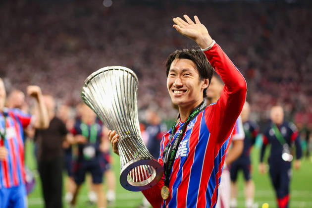 UEFA Conference League final: Crystal Palace FC Vs Rayo Vallecano Daichi Kamada celerates a win during the UEFA Conference League Final 2026 match between Crystal Palace FC and Rayo Vallecano at Football Arena Leipzig. Copyright: xMikolajxBarbanellx