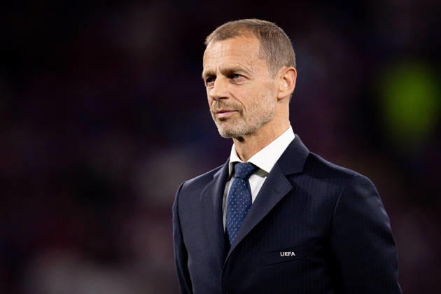 Crystal Palace v Rayo Vallecano, 2026 UEFA Conference League final, Leipzig, Germany Leipzig, Germany. 27th, May 2026. Aleksander Ceferin, UEFA President. seen on the podium at the prize ceremony of the 2026 UEFA Conference League final between Crystal Palace and Rayo Vallecano at the Leipzig Stadium in Leipzig. Germany, Leipzig, Red Bull Arena  Copyright: xGonzalesxPhoto InakixEsnaolax