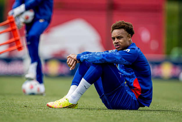 Leipzigs Assan Ouedraogo beim Training. Oeffentliches Training RB Leipzig am 14. Mai 2026. Red Bull Akademie, Leipzig. Training RB Leipzig