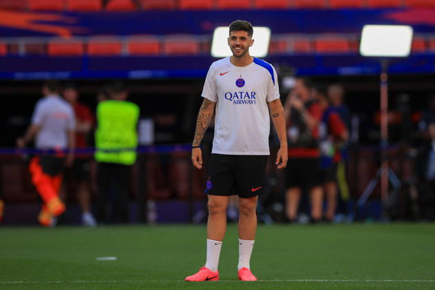 Paris Saint-Germain, Open Training Session Paris Saint-Germain Defender Lucas Beraldo (4) during the open training session for Paris Saint-Germain ahead of the Champions League Cup Final at Puskas Arena Park, Budapest, Hungary on 29 May 2026. Budapest Puskas Arena Park Hungary Editorial use only , Copyright: xChrisxFoxwellx PSI-24345-0045