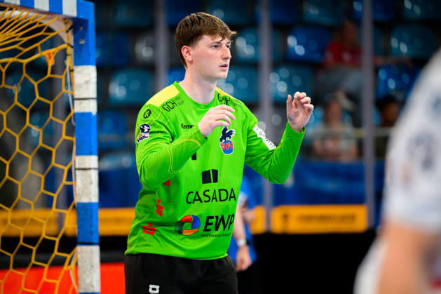 Bietigheim: HBL - 25 26 - SG BBM Bietigheim - VfL Potsdam Torhueter Frederik Höler Hoeler (Potsdam) Bietigheim-Bissingen Egetrans Arena Baden-Württemberg Deutschland