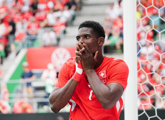31.05.2026 Schweiz St.Gallen Fussball Saison 2025-2026 Laenderspiel Schweiz - Jordanien 4. 1 Bild, Breel Embolo SUI Einzelbild Aktion